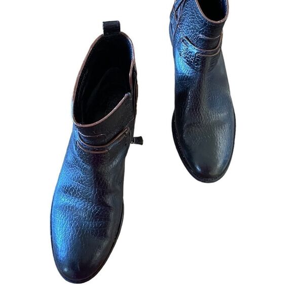 Tory Burch Derby Ankle Boots Pebble Leather Black - Picture 3 of 10